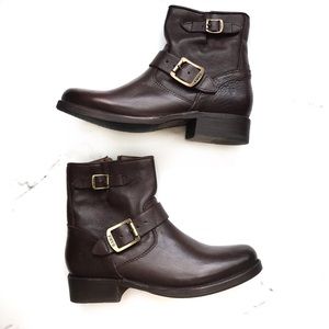 •FRYE• Vicky Buckle Boot Brown Gold NEW WITHOUT BOX